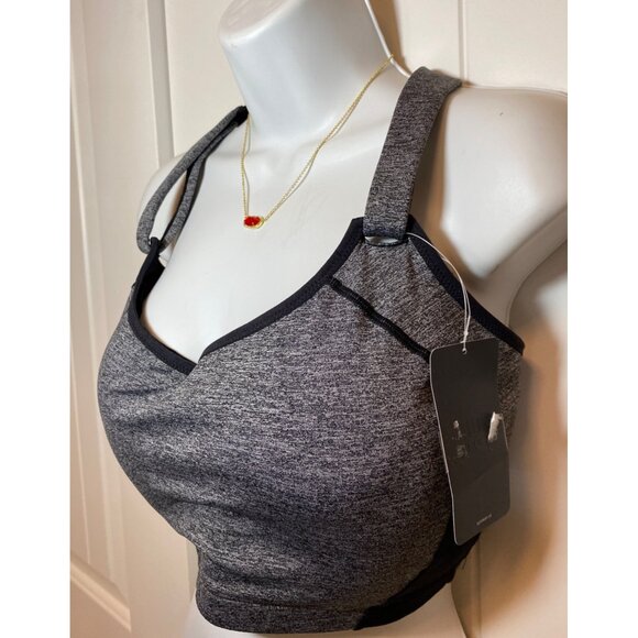 SYROKAN Gray & Black Sports Bra Size 40F, Racerback,‎ NWT - Picture 1 of 6